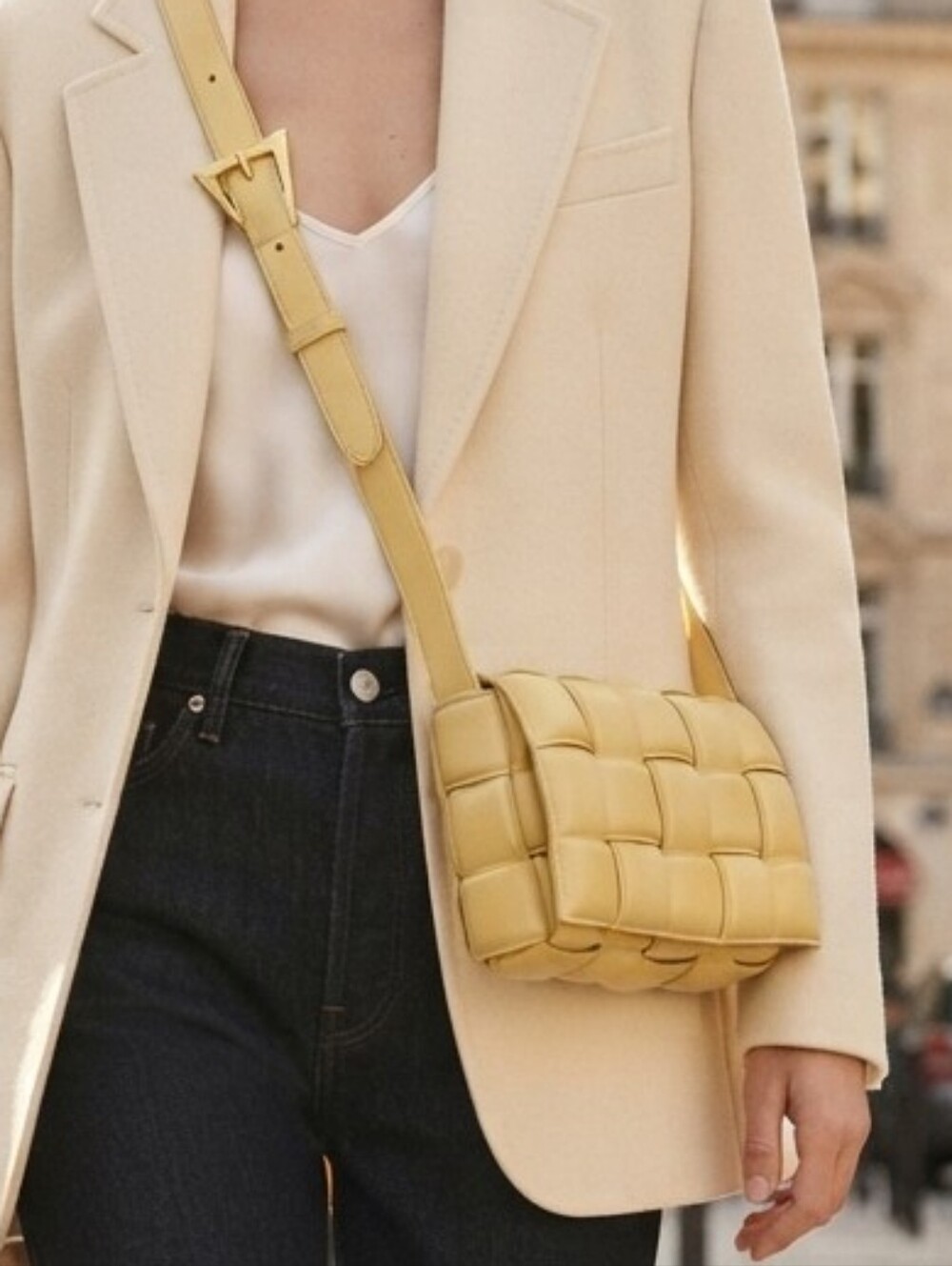 BRAND NEW NEVER WORN Woven Crossbody Shoulder Handbag Bag Yellow